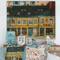 Designart - Yellow Facade of Houses In Street In Paris - French Country Print on Natural Pine Wood